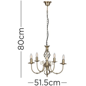 Memphis 5 Way Celling Light Chandelier - Antique Brass by ValueLights