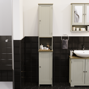 Priano 2 Door Tall Cabinet - Light Grey by Vida Designs