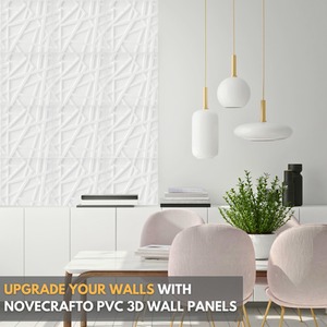 3D Wall Panels (50x50 cm) PVC Cladding Panel in Geometric Line Design by NOVECRAFTO