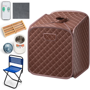 Personal Therapeutic Steam Spa Foldbale Steam Sauna - Brown by Costway