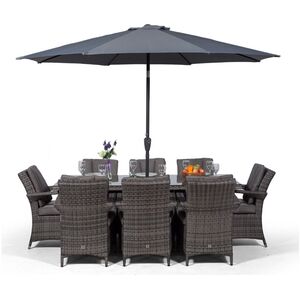 Arizona Square Rattan Patio Dining Set with Ice Bucket Drinks Cooler - Grey / 8 by Giardino