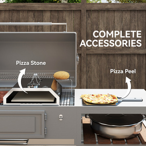 Outsunny Portable BBQ Pizza Oven with Carry Handles - Silver by Outsunny