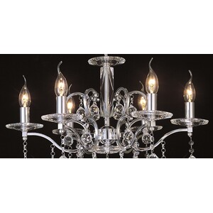 Zinta Ceiling Pendant Chandelier 6 Light Polished Chrome, Crystal - Polished Chrome