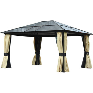 Outsunny 4.3 x 3.6m Patio Aluminium Gazebo Canopy Marquee Party Tent - Brownish black frame by Outsunny