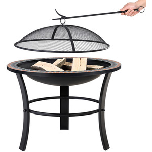 Powder Coated Steel Mosaic Fire Pit - Black
