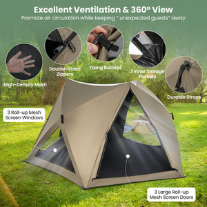 Pop-up Camping Tent for 4-6 People - Green by Costway