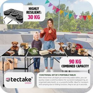 Folding Tables set of 3 - Black by tectake