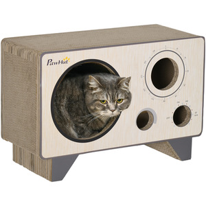 PawHut Cat Scratcher 2 in 1 Radio Shape - Yellow by PawHut