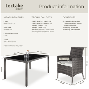 Rattan Garden Furniture Set 61 With Protective Cover by tectake