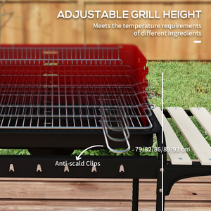 Outsunny 5-Level Grill Height Charcoal Barbecue Grill - Red by Outsunny