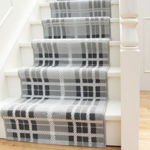 Grey Tartan Cut To Measure Stair Carpet Runner 60cm Wide by The Rug House