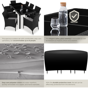 Rattan Garden Furniture Set 81 With Protective Cover - Black/Grey by tectake