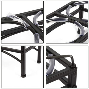 Step-Design Elevated Dog Feeder with Double Bowls - Black by Livingandhome