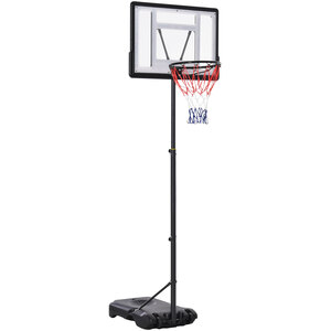 HOMCOM 1.55-2.1m Basketball Hoop Stand with Fillable Base and Wheels - Black by HOMCOM