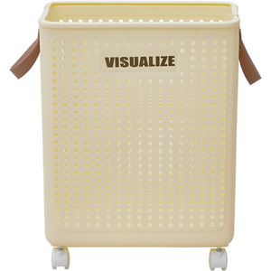 Foldable Laundry Basket with Wheels - Beige / 50cm / 22cm by Livingandhome