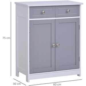 HOMCOM 75x60cm Freestanding Bathroom Storage - Grey / 13.2kg by HOMCOM