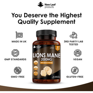 Lions Mane Mushroom 2000mg - Brown by NEW LEAF PRODUCTS