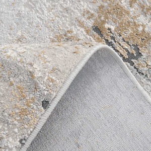Silver Grey Metallic Distressed Abstract Living Area Rug by The Rug House