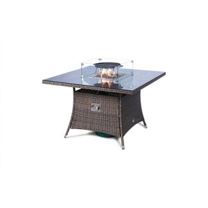 Savannah Fire Pit Square Rattan Patio Dining Set - Brown / 4 by Giardino