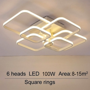 Square White Frame Chandelier LED Ceiling Light - White / 70W by Livingandhome