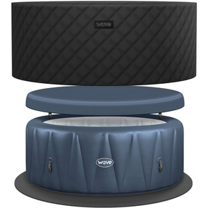 Wave Atlantic 6-Person Inflatable Hot Tub with Integrated Heater - Navy / EnergySave Bundle by Wave