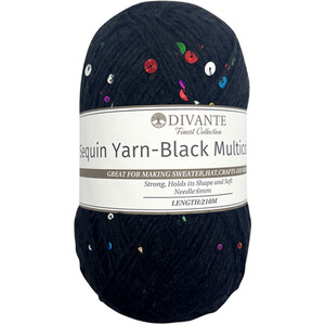 Divante Sequin Yarn - Black Multicoloured by Divante