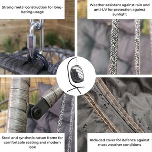 Steel Frame Hanging Egg Chair with Stand, Cover and Cushions - Grey by Samuel Alexander