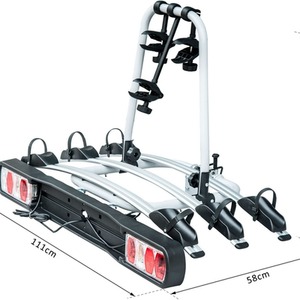 HOMCOM 3 Bicycle Carrier Rear-mounted SUV Mountain Hitch Mounted Rack - Silver by HOMCOM