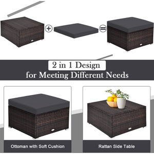 4Pcs Patio Conversation Set - Brown by Costway