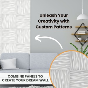 3D Wall Panels (50x50 cm) PVC Cladding Panel Wave Effect Design by NOVECRAFTO