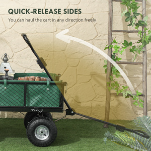 Outsunny Garden Cart with Quick-Release Sides, Removable Liner - Green by Outsunny
