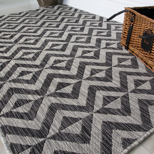 Grey Geometric Flatweave Outdoor Rug by The Rug House