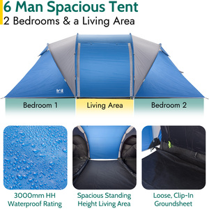 Hartland XL 6 Man 2 Room Tent - Blue by Trail