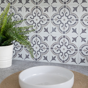 Jamila Grey Self-Adhesive Wall Tiles (6 Tiles) - Grey by d-c-fix