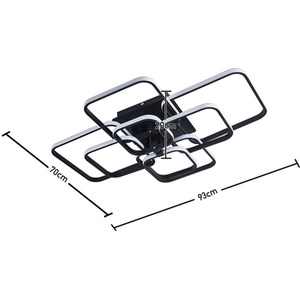 Square Black Frame Chandelier LED Ceiling Light - Black / 20cm / 160W by Livingandhome