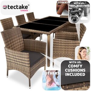 Rattan Garden Furniture Set 81 With Protective Cover - Nature/Dark Grey by tectake