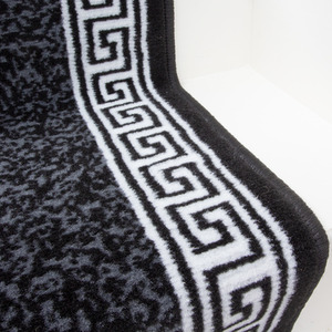 Black Geometric Bordered Cut To Measure Stair Carpet Runner 70cm Wide by The Rug House