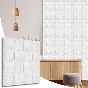 3D Wall Panels (50x50 cm) PVC Cladding Panel in Square Grid Lattice Design by NOVECRAFTO