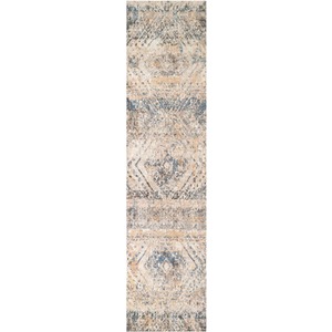 Beige Multicolour Distressed Diamond Living Area Rug by The Rug House