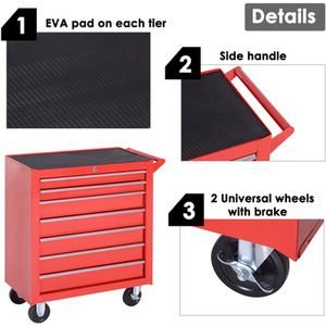 DURHAND Roller Tool Cabinet Storage - Red by DURHAND