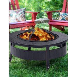 Round Garden Fire Pit - Black by Garden Mile