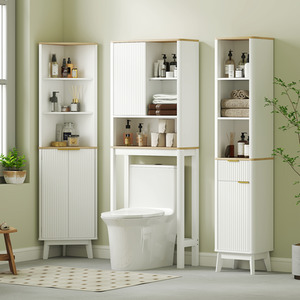 HOMCOM Tall Bathroom Storage Cabinet Bathroom Unit with Doors - White by HOMCOM