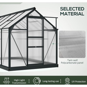 Outsunny Polycarbonate Walk-In Aluminium Garden Greenhouse - Grey, Clear / 6x10ft by Outsunny