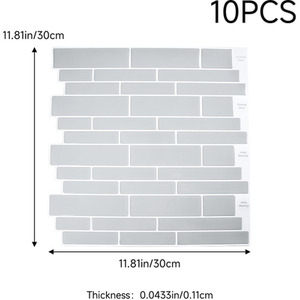 10Pcs 3D Brick-Effect Self-Adhesive Wall Tile Stickers by Livingandhome