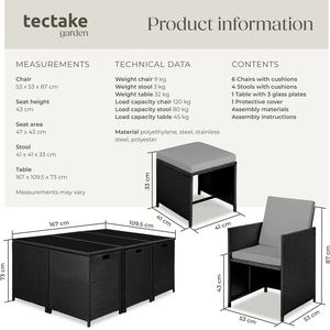Malaga 641 Rattan Garden Furniture Set with Protective Cover by tectake