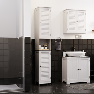 Liano 2 Door Tall Cabinet - White - White by Vida Designs