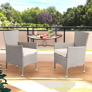 Poly Rattan Garden Chairs Set of 2 - Beige