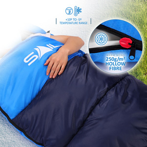 One X' Extra Wide 250GSM Sleeping Bag - Blue by SAIL