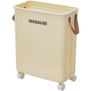 Foldable Laundry Basket with Wheels - Beige / 50cm / 22cm by Livingandhome