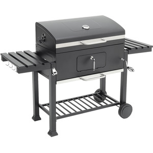 Outdoor Height-adjustable Charcoal BBQ with Side Table - Black by Kidkid